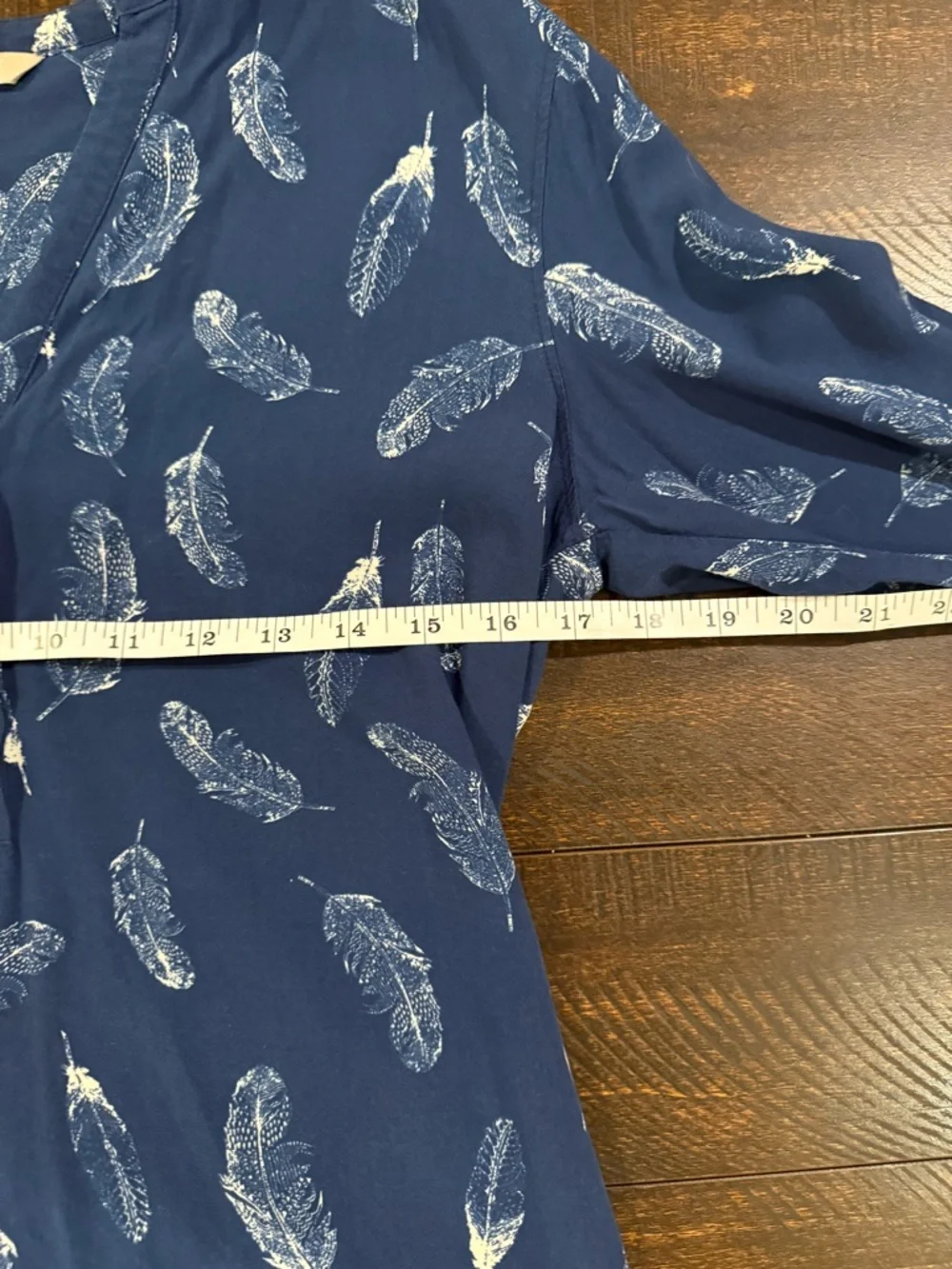 Banana Republic Feather Print Tunic Dress Blue Long Sleeve Size 6 - Picture 9 of 13